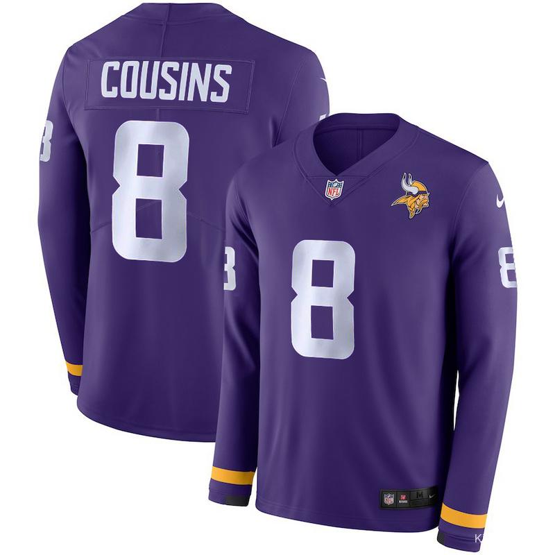Men's Kirk Cousins Purple Therma Long Sleeve Player Limited Team Jersey -  Kitsociety