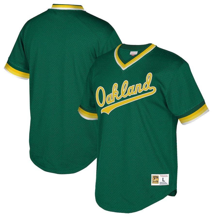 Men's Green Cooperstown Collection Mesh Wordmark V-Neck Throwback