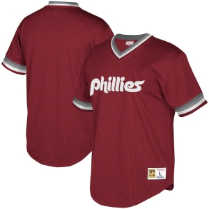 Mitchell & Ness Lenny Dykstra Philadelphia Phillies Cooperstown Collection Mesh Batting Practice Jersey - Scarlet