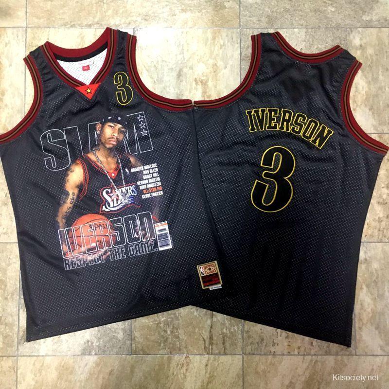 Men's Allen Iverson Black Retro Classic Team Jersey - Kitsociety