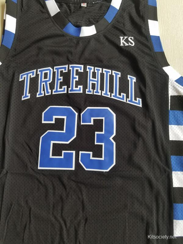 BuyMovieJerseys Nathan Scott #23 One Tree Hill Ravens Throwback Basketball Movie Jersey Black Blue White Colors 2XL / Blue