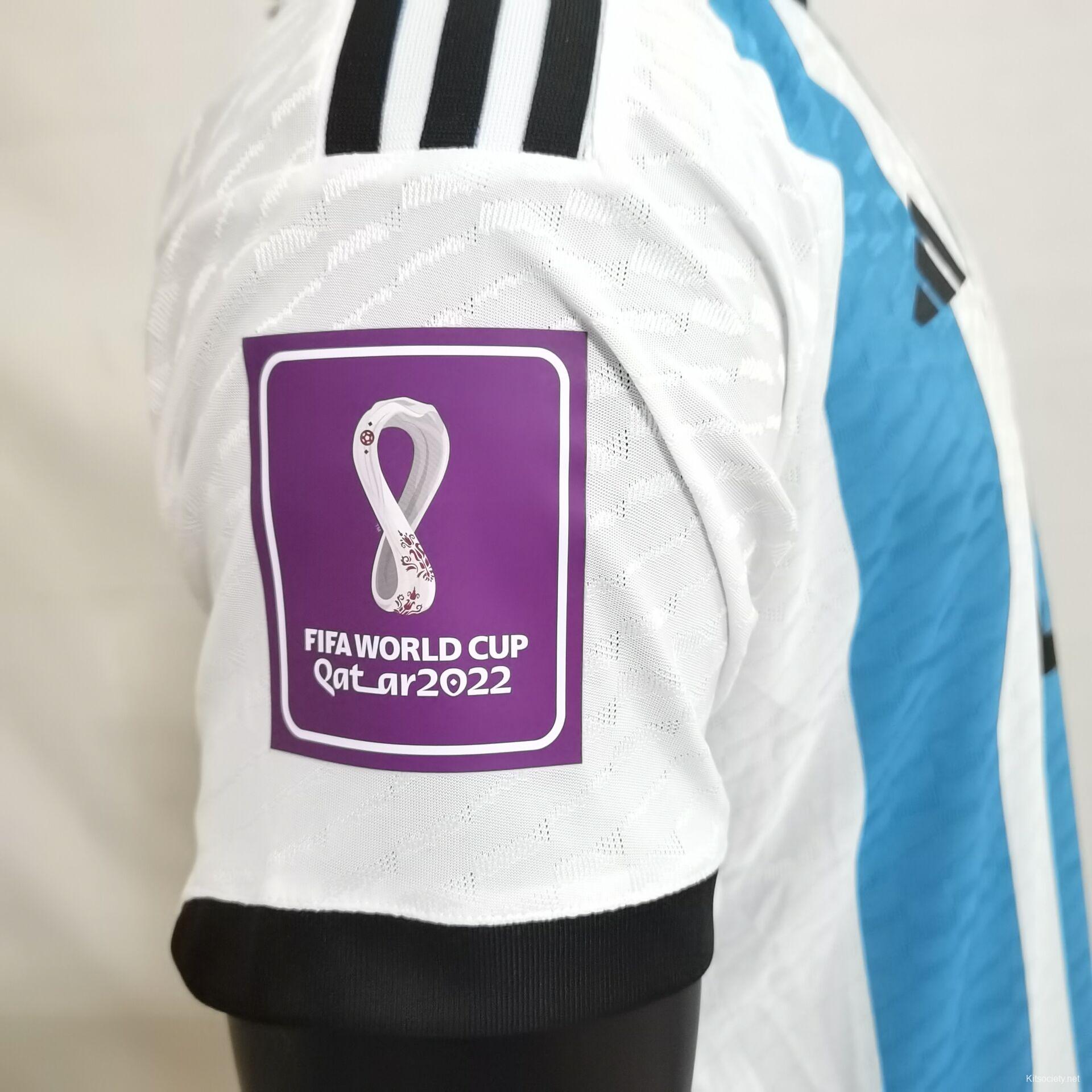 Argentina Away Jersey -LARGE - FIFA World Cup 2022 - Messi #10 - 3 Star  Edition