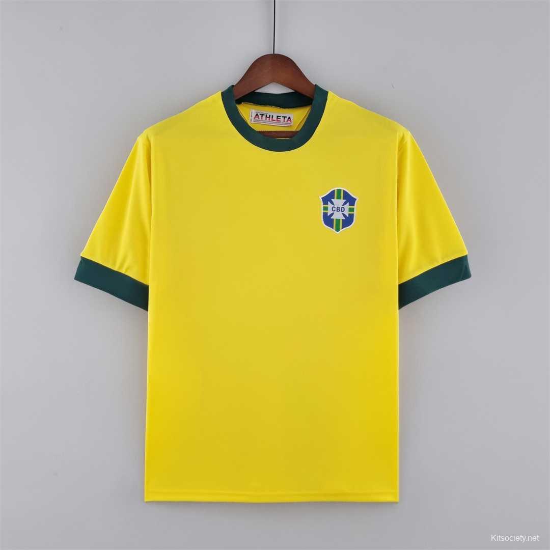 Retro 1970 Brazil Home Jersey 10#Pelé Commemorate The King Of Football -  Kitsociety