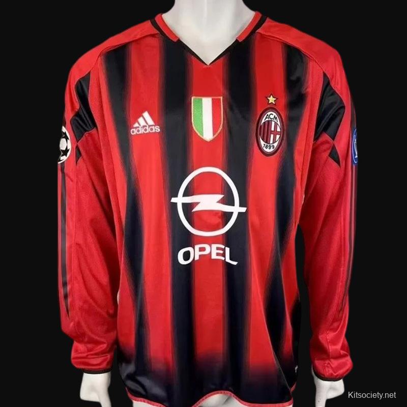 Jersey AC Milan Retro,AC Milan Soccer Jersey,Size:08-09 AC milan white jersey  long sleeves