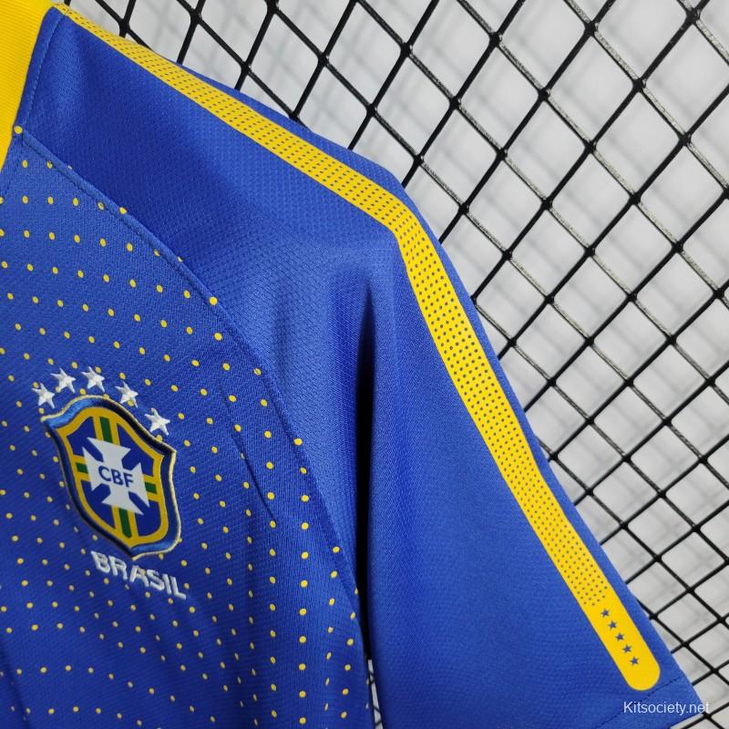 Retro 2004 Brazil Away Blue Jersey - Kitsociety