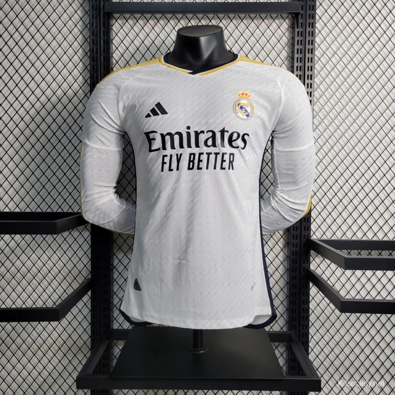 Player Version 23-24 Long Sleeve Real Madrid Home Jersey - Kitsociety