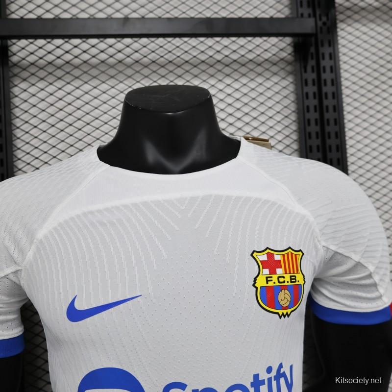 23-24 Barcelona Away White Jersey - Kitsociety