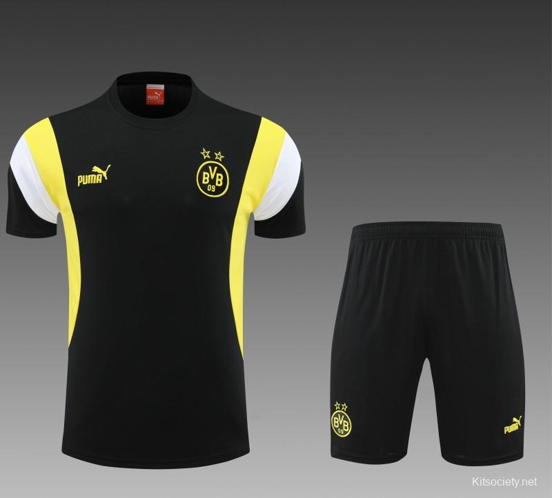 23 24 Borussia Dortmund Black Short Sleeve+Shorts - Kitsociety