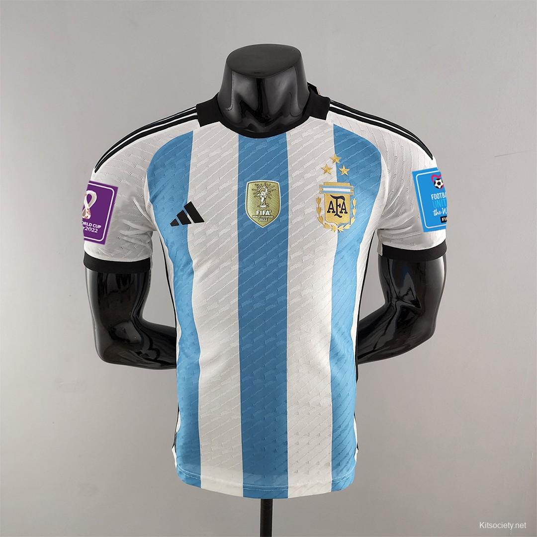 Argentina Soccer Jersey Three Stars Jersey Champion Edition Home Custom World  Cup Jersey 2022