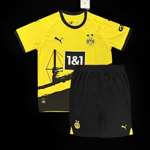 23 24 Borussia Dortmund Black Short Sleeve+Shorts - Kitsociety